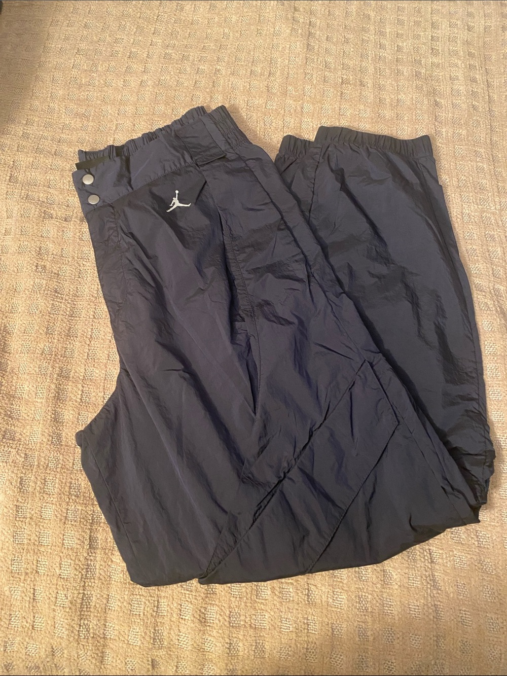 Jordan Navy Blue Snap-Front Track Pants with Jumpman Logo